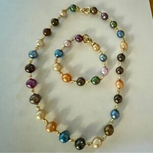 Freshwater Pearl Multi Color Necklace and Bracelet